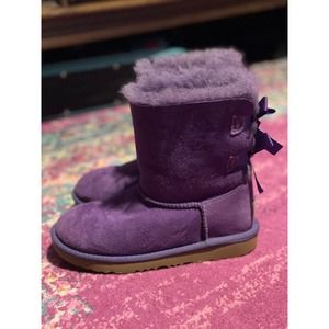 Ugg Bailey Bow Violet Short Suede Boots Kids 2Y